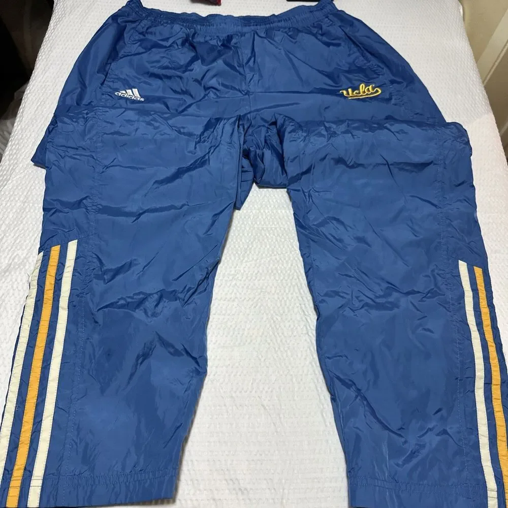 Adidas UCLA Blue Snap Track Pants Mens Small Lined Nylon Tear Away